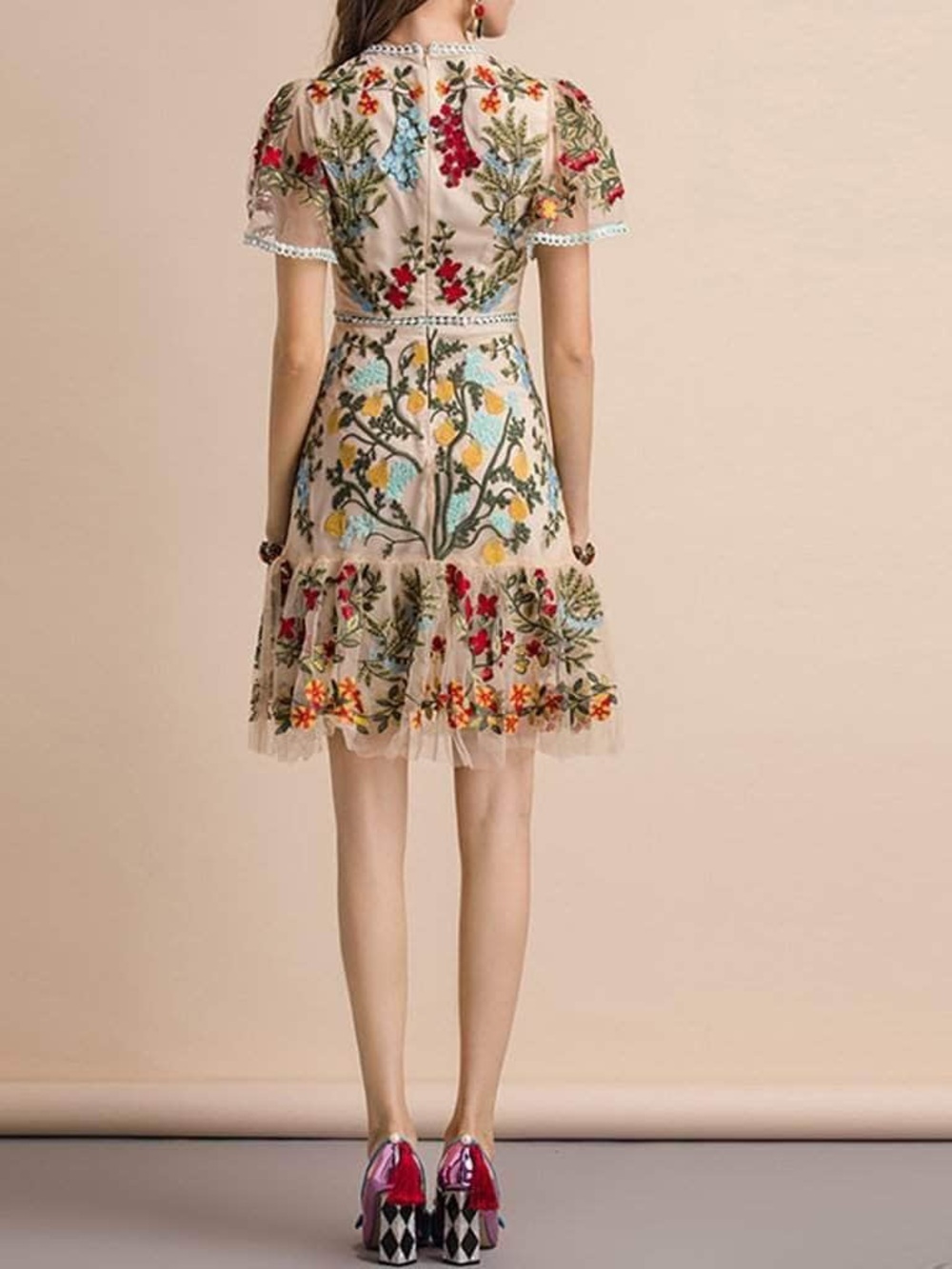 Tahari ASL Embroidery & Crochet A-Line Dress Size 4 - Picture 8 of 12